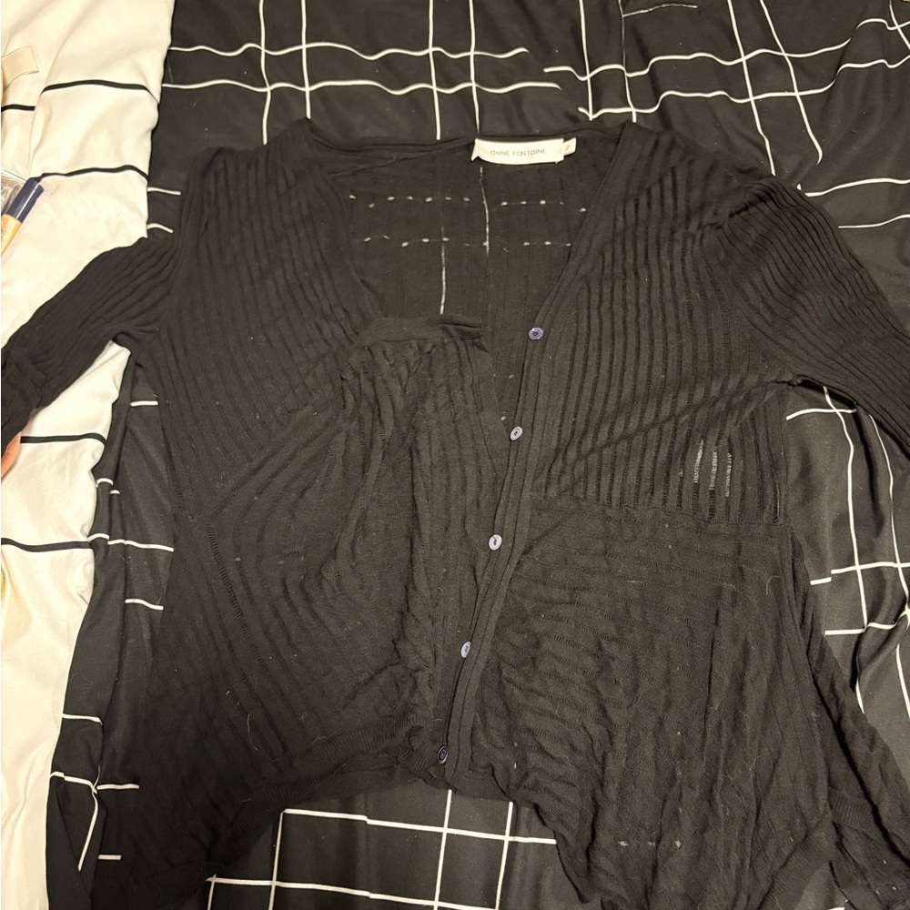 Anne Fontaine Black Textured Cardigan